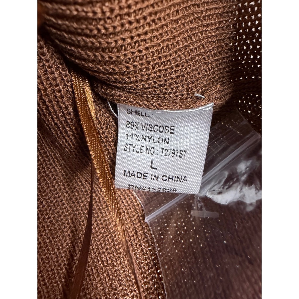 Miou Muse Sweet Peach Knit Vest Cocoa Brown Button Front Cropped Top L T2797ST - Picture 5 of 7